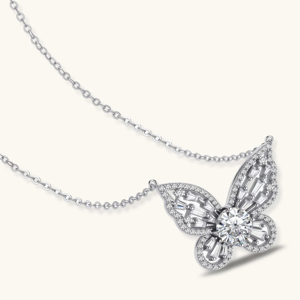Radiant Butterfly Moissanite Necklace
