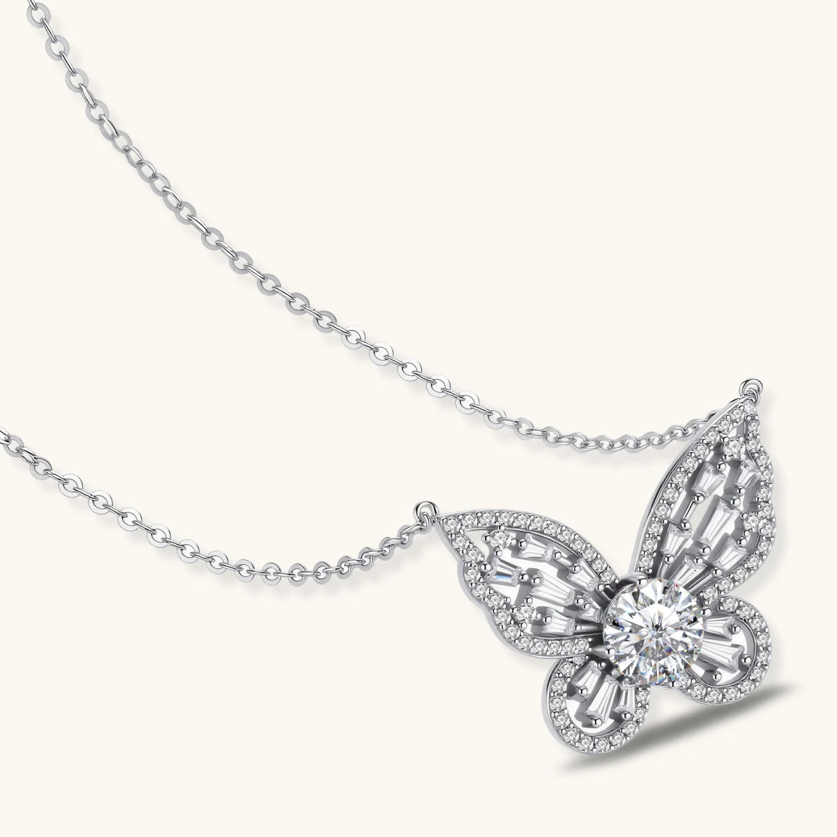 Radiant Butterfly Moissanite Necklace