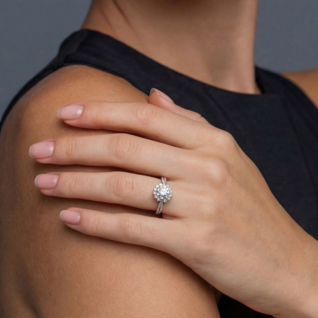 Stellar Halo Moissanite Ring