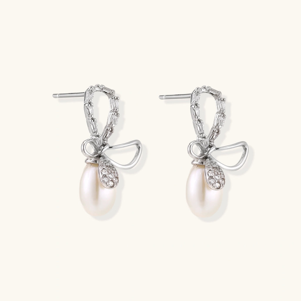Crystal Bow Pearl Drops