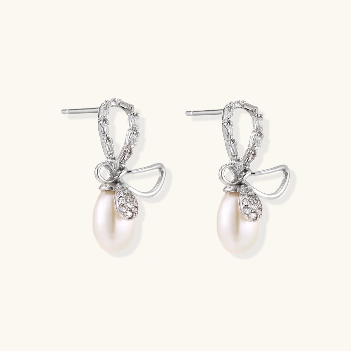 Crystal Bow Pearl Drops