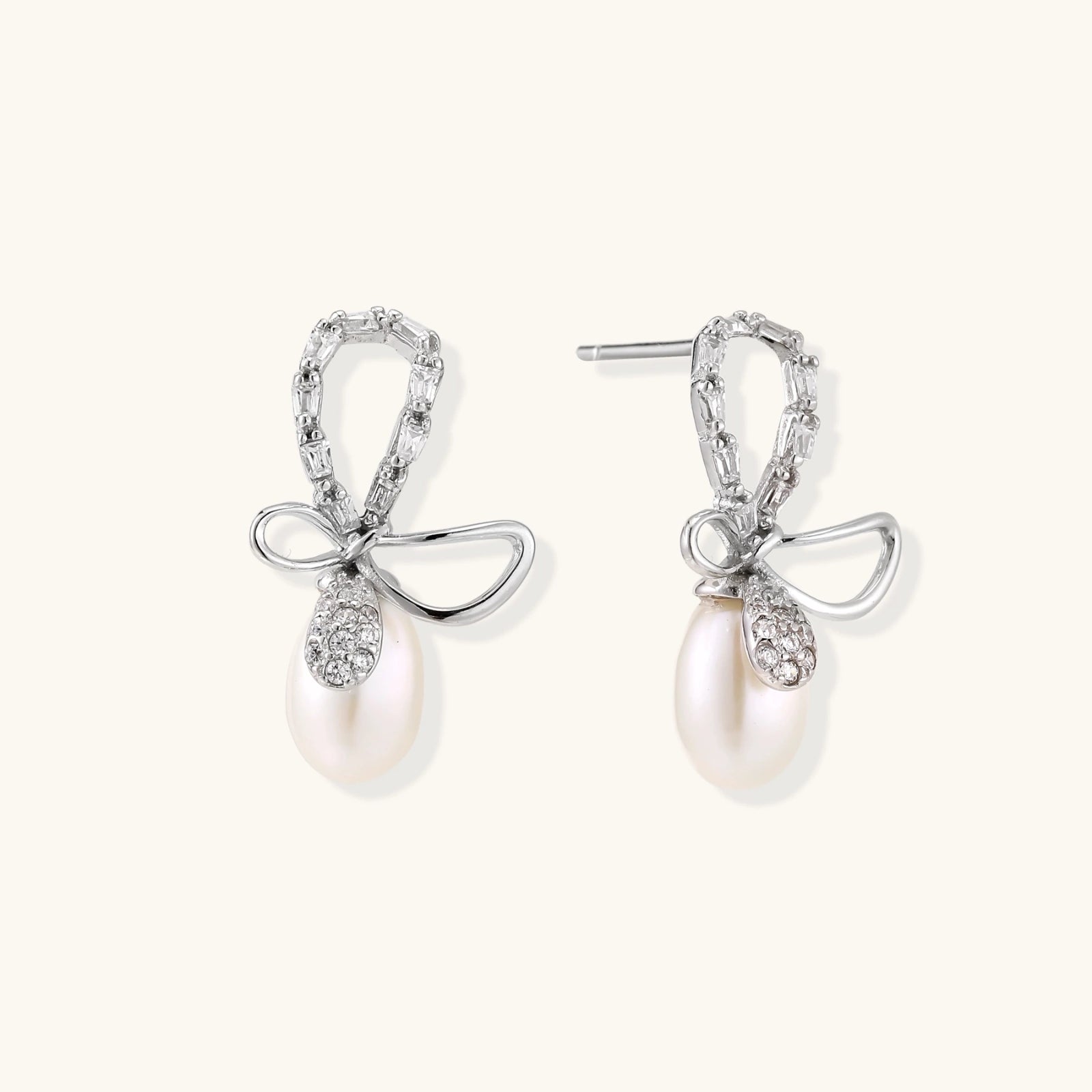 Crystal Bow Pearl Drops