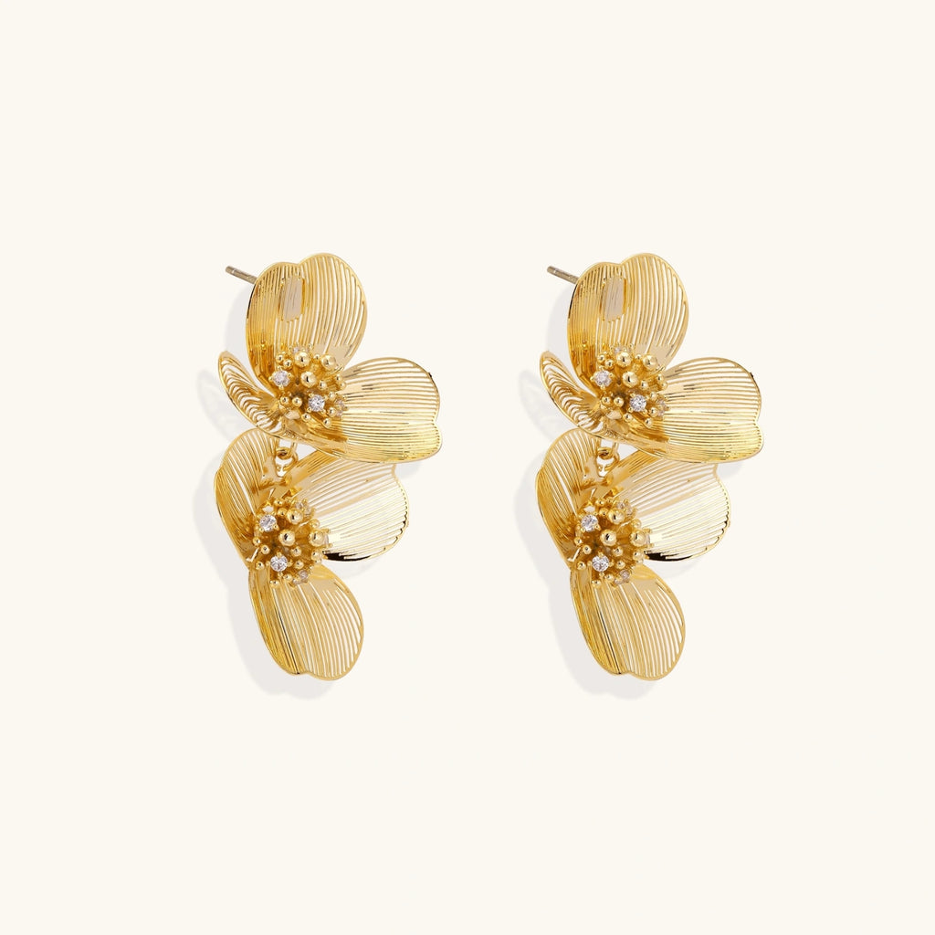 Golden Bloom Double Earrings