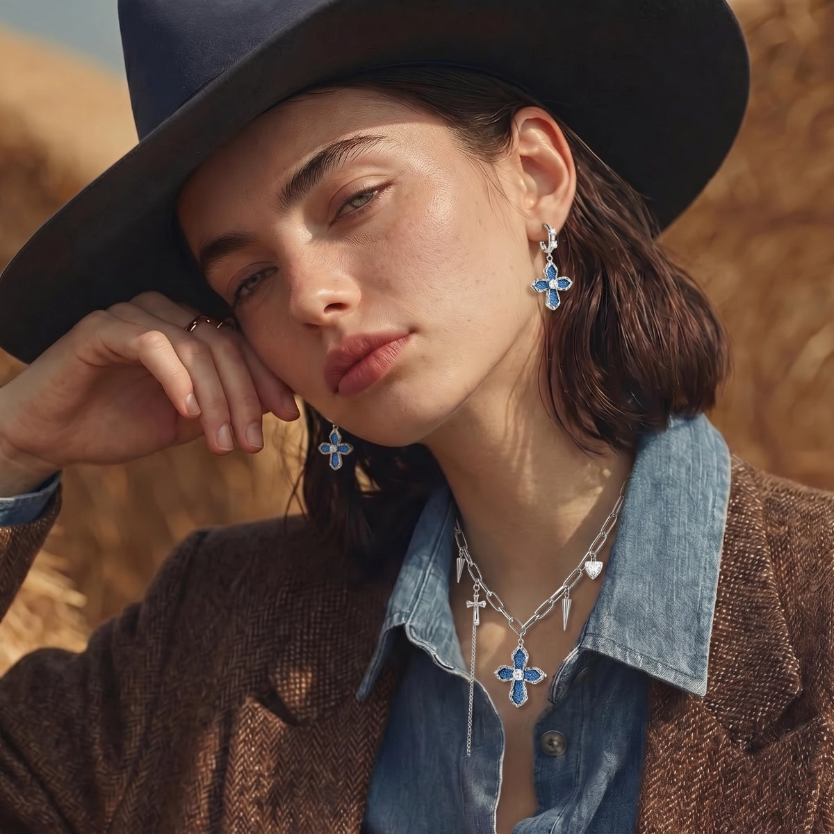 Denim Cross Drops