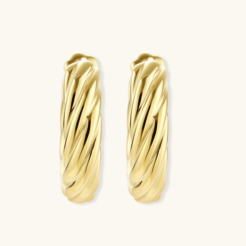 Twisted Gold Huggie Hoops