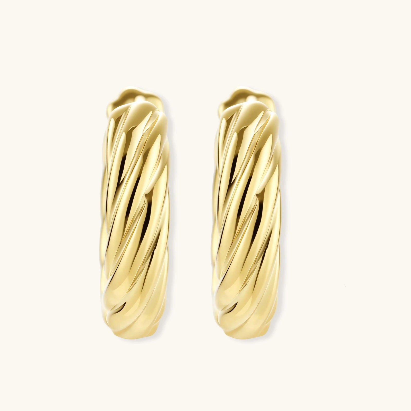 Twisted Gold Huggie Hoops