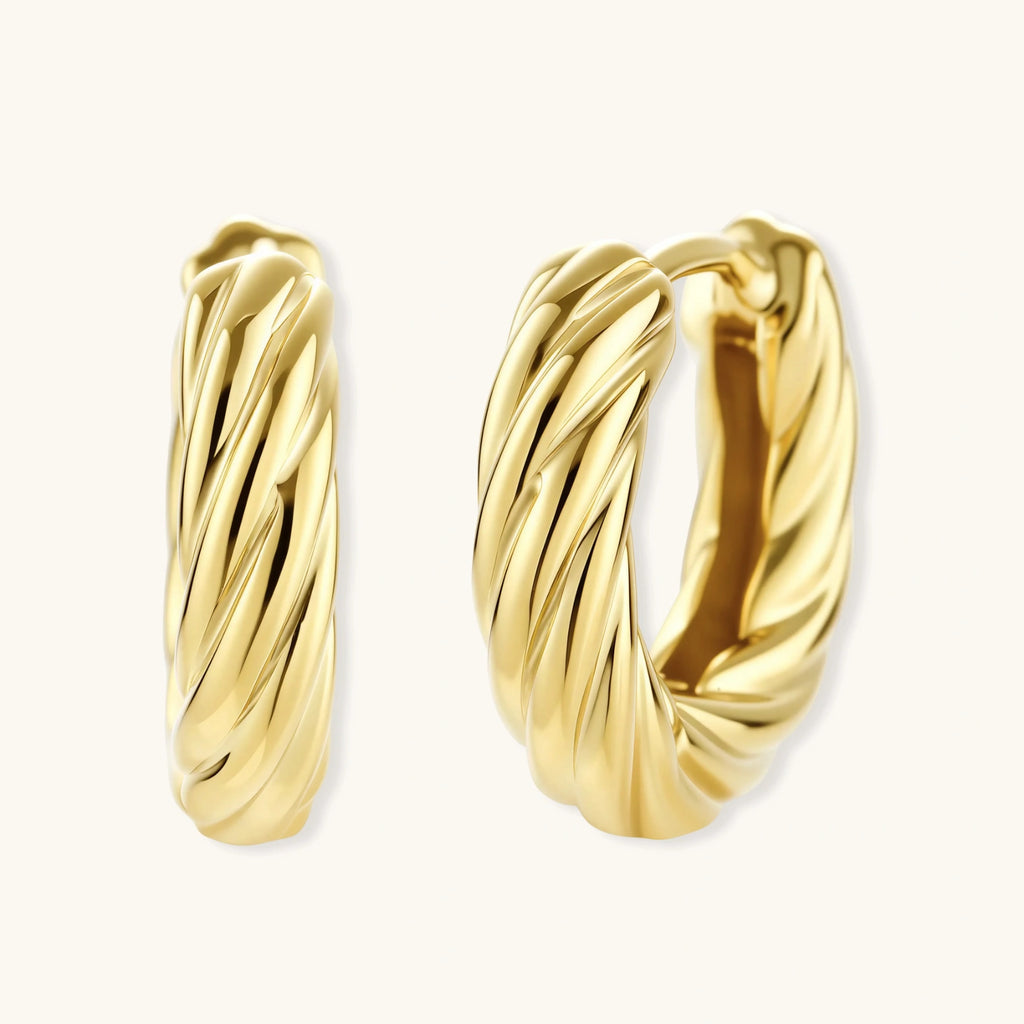 Twisted Gold Huggie Hoops
