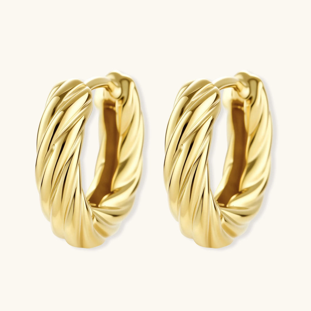 Twisted Gold Huggie Hoops