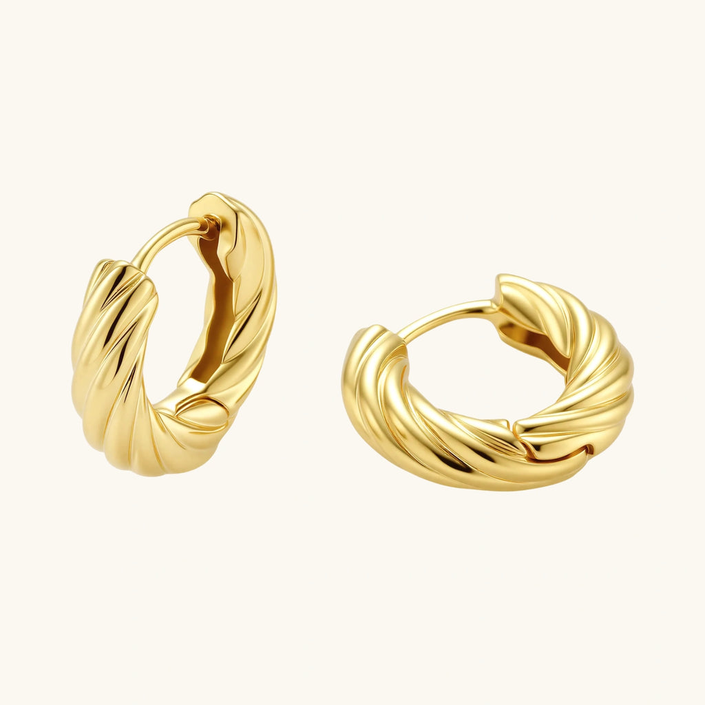 Twisted Gold Huggie Hoops