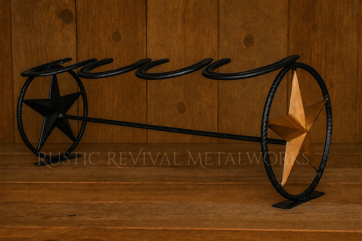 Rustic Western Star Horseshoe Boot Rack