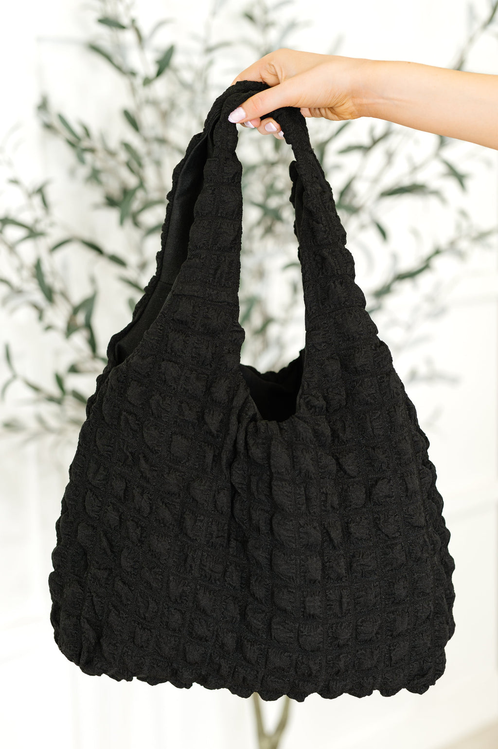 Textured Knit Shoulder Bag