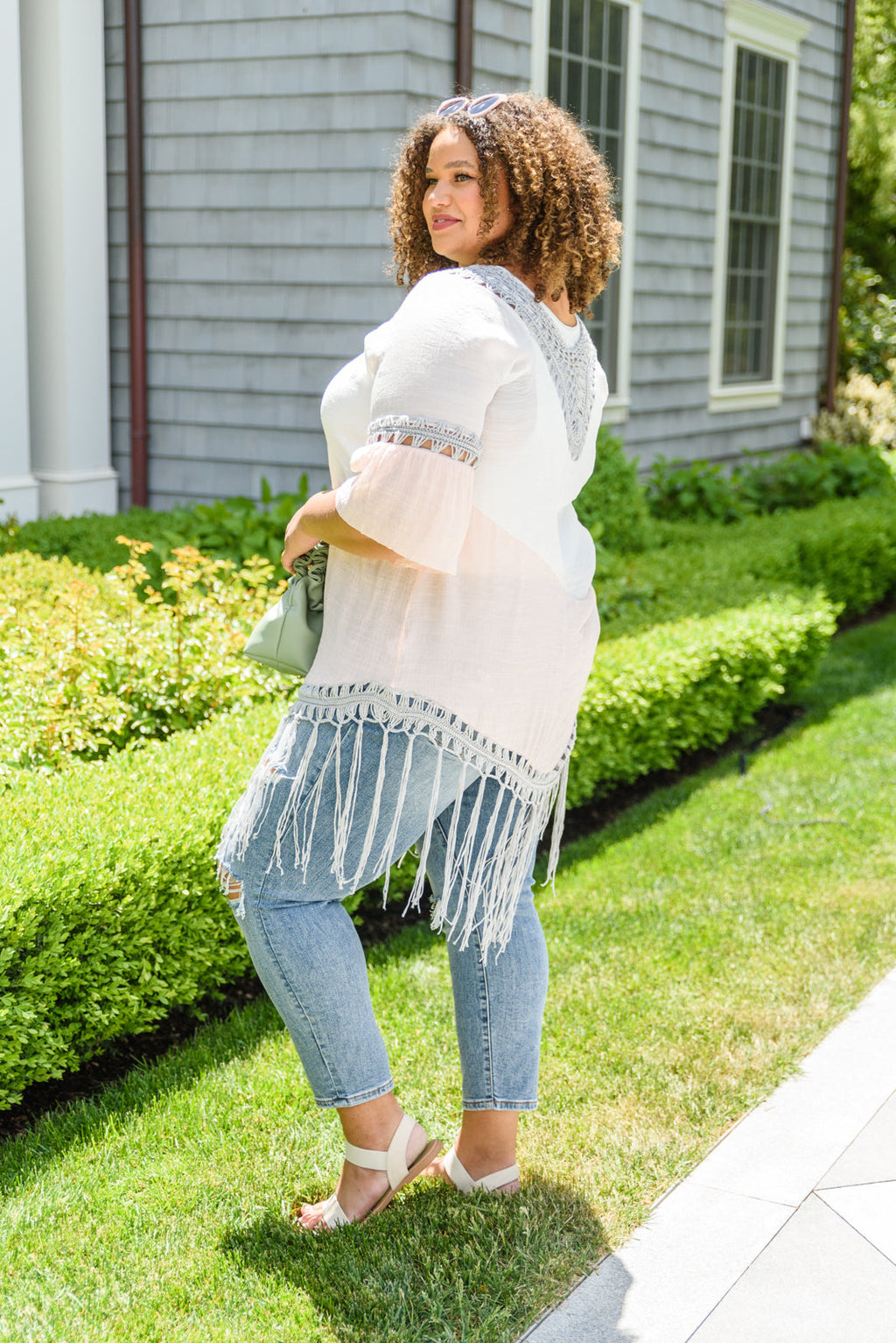Color Block Crochet Fringe Poncho