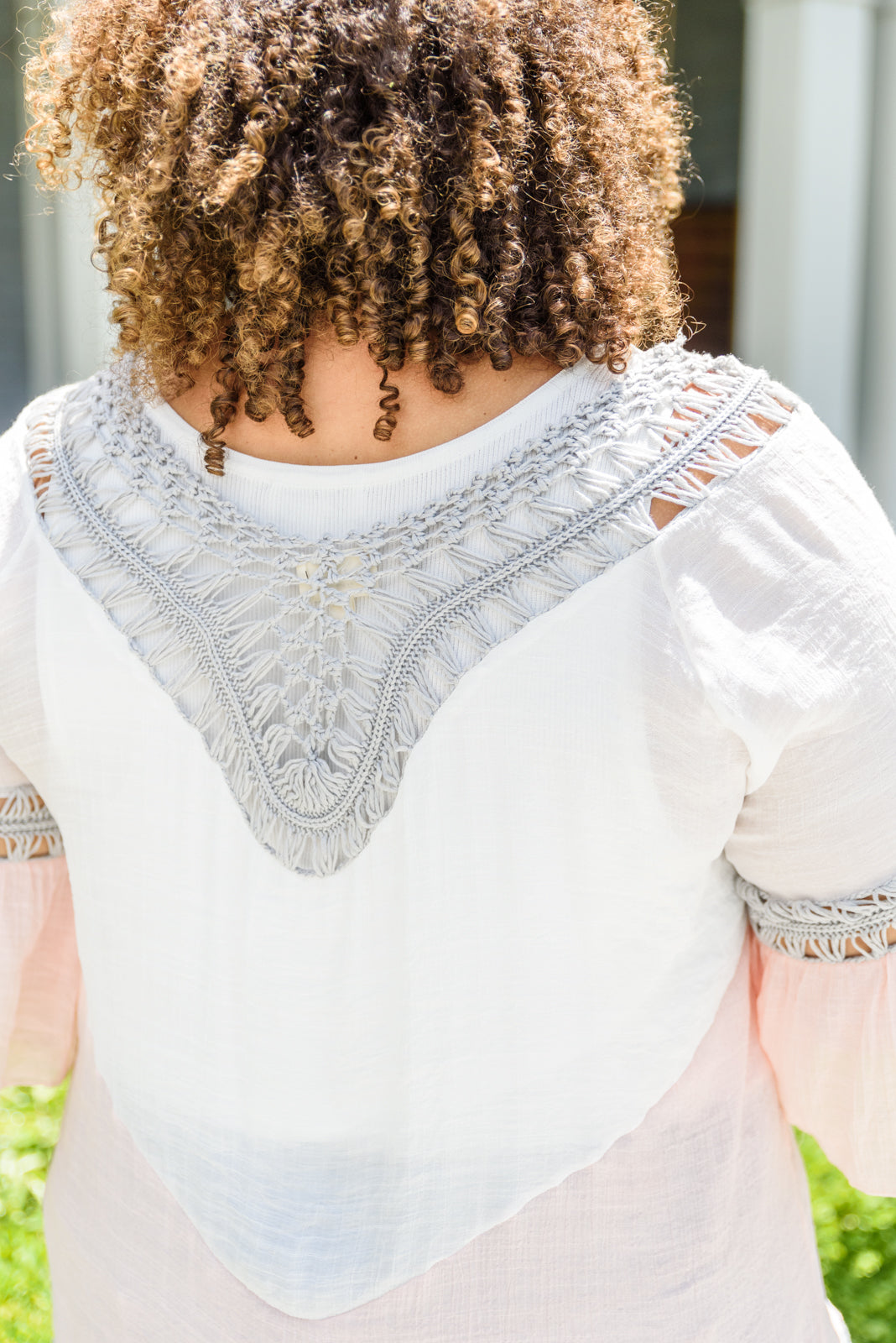 Color Block Crochet Fringe Poncho