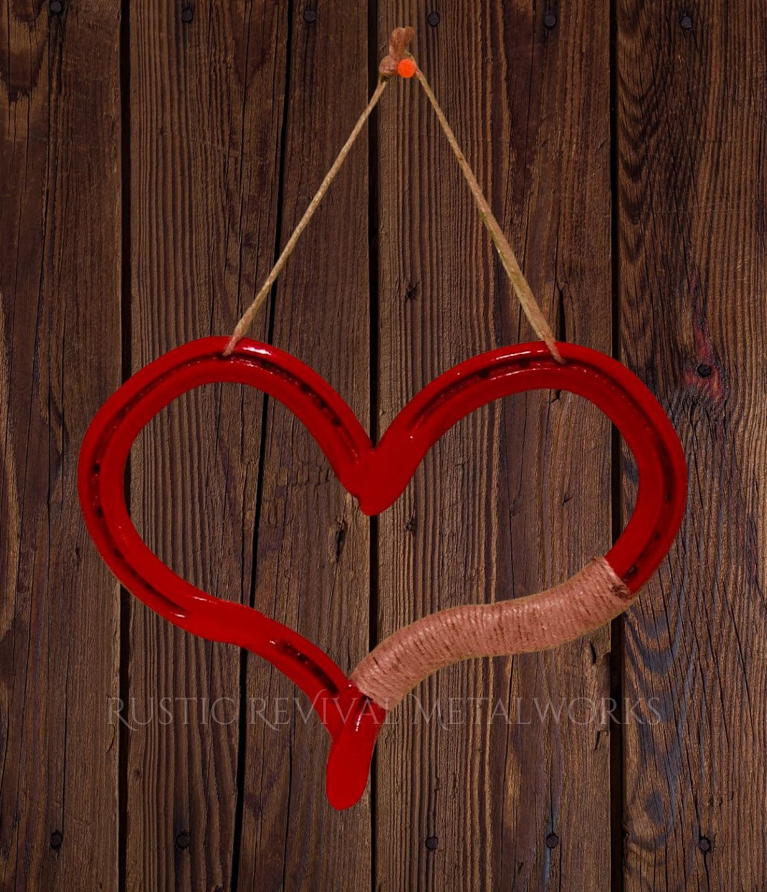 Rustic Wrapped Horseshoe Heart