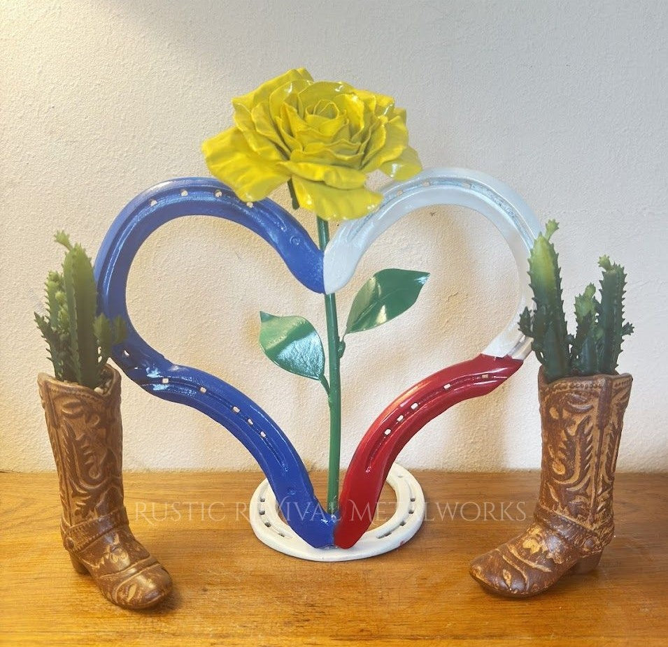 Heart & Rose Horseshoe Sculpture
