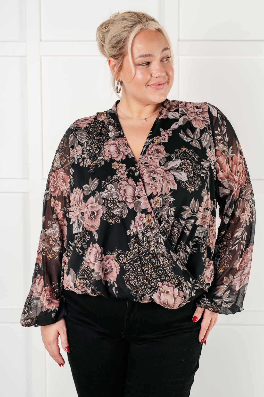 Surplice Floral Blouse