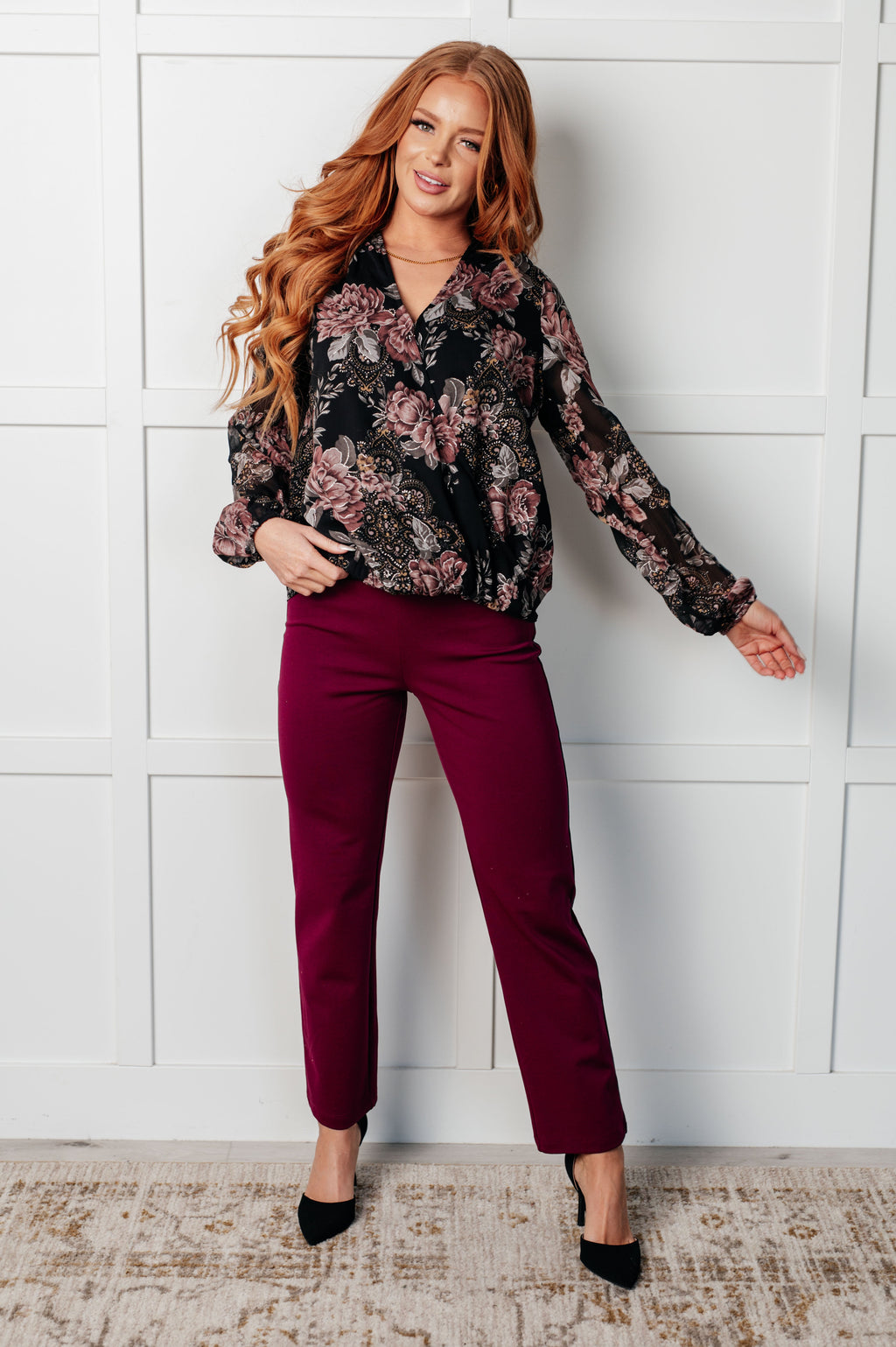 Surplice Floral Blouse