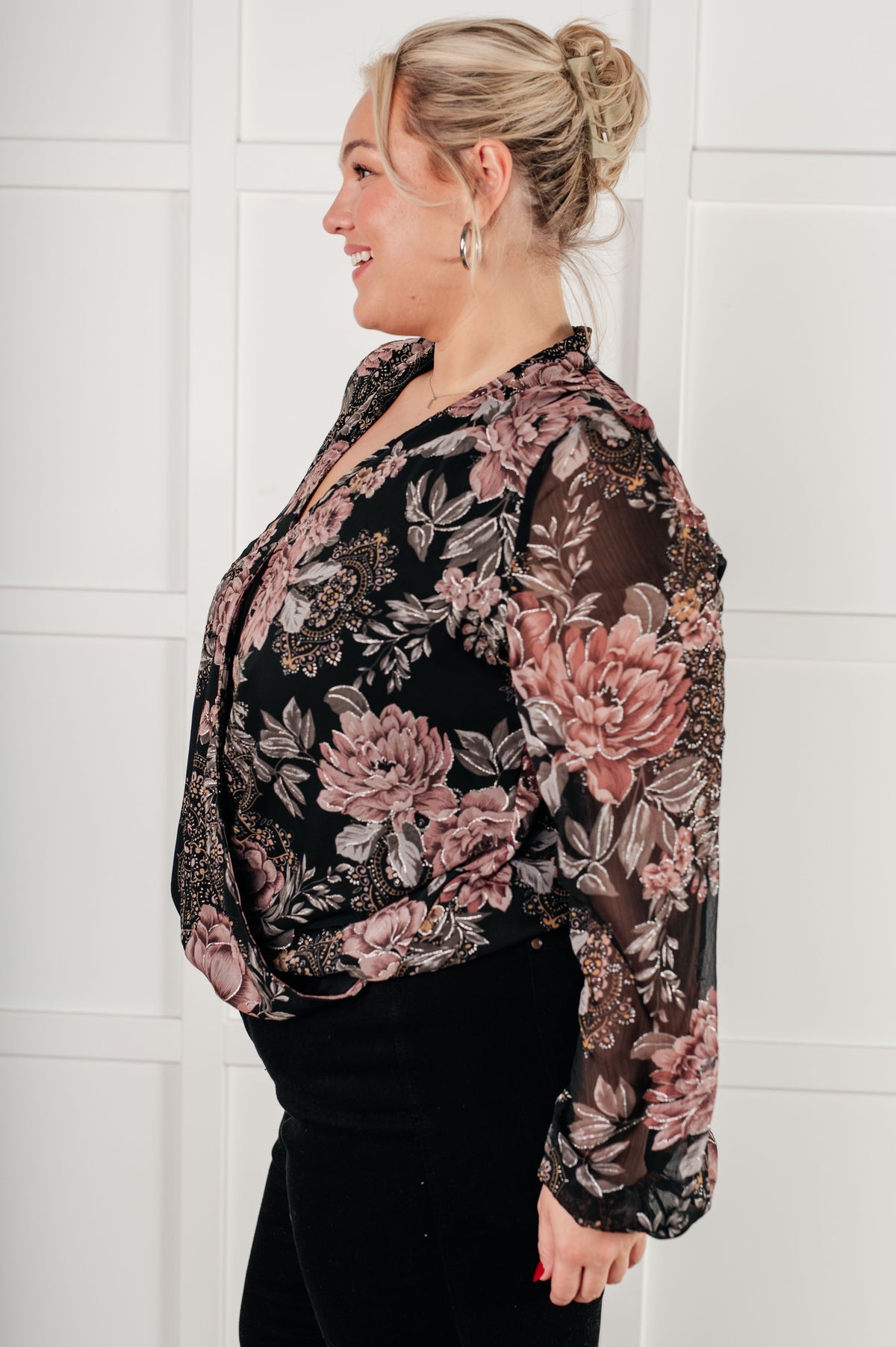 Surplice Floral Blouse