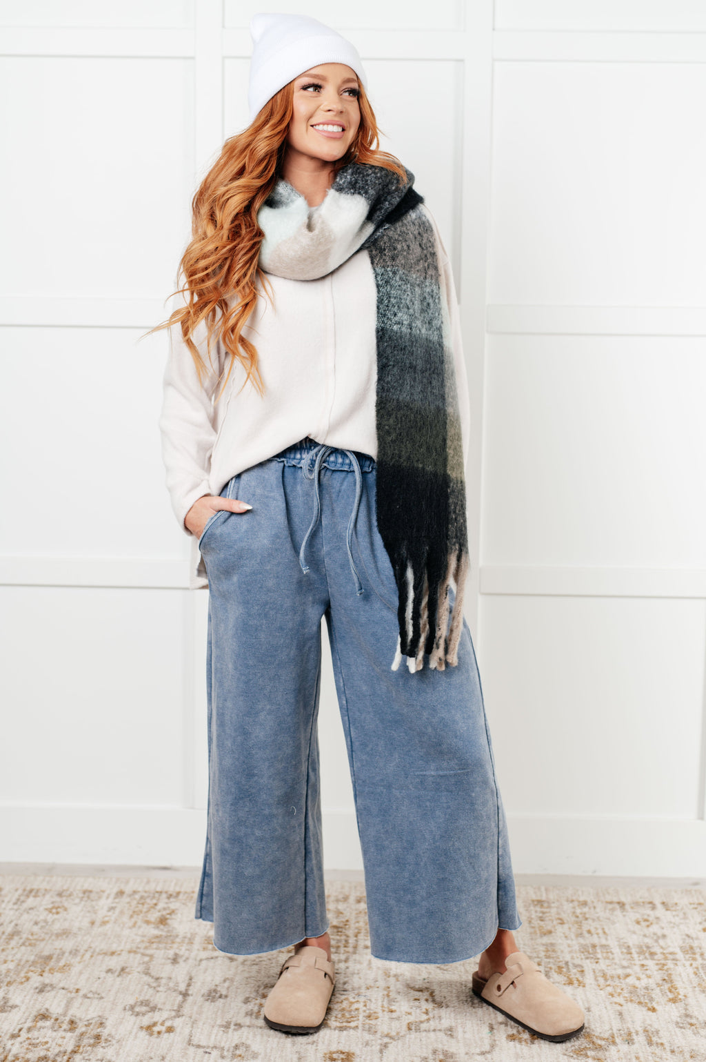 Wanderlust Wrap Oversized Plaid Fringe Scarf