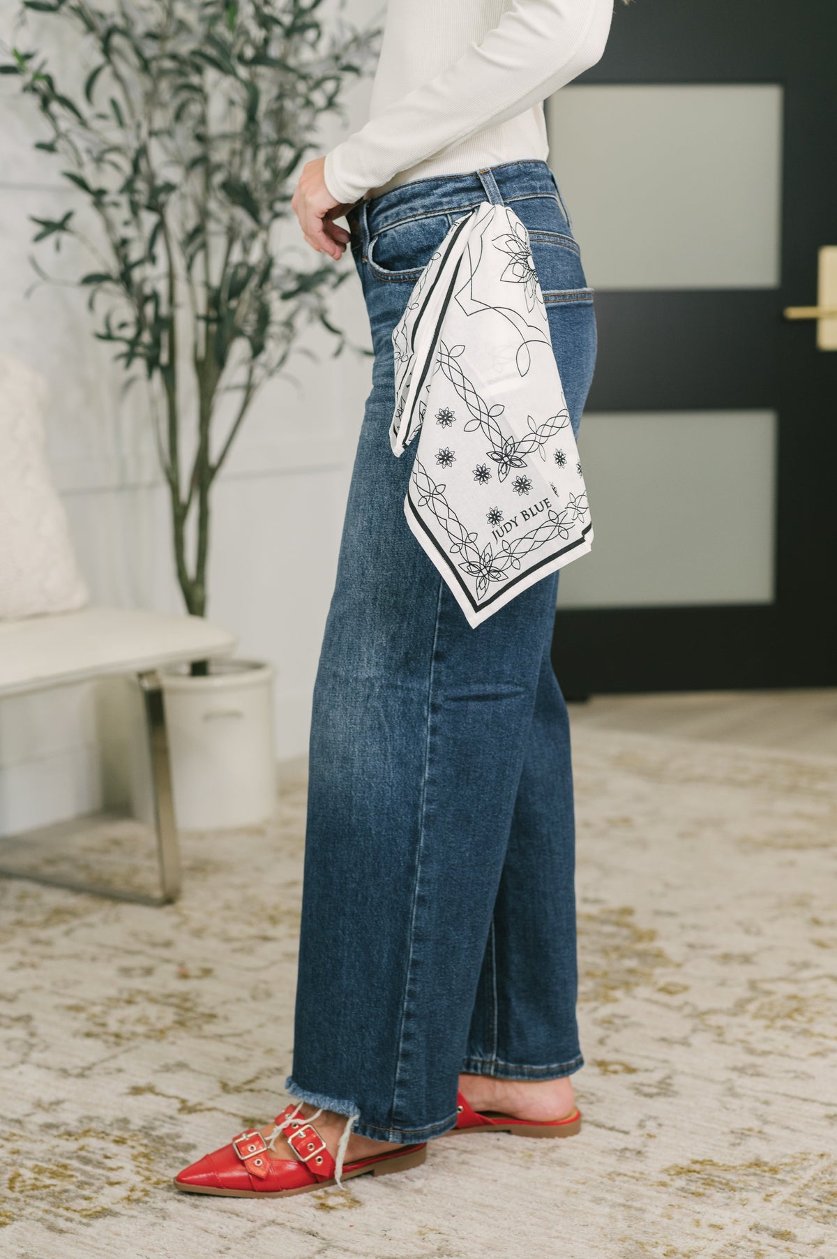 Kaiya Low Rise Wilhelmina Baggy Jeans with Bandana Loop