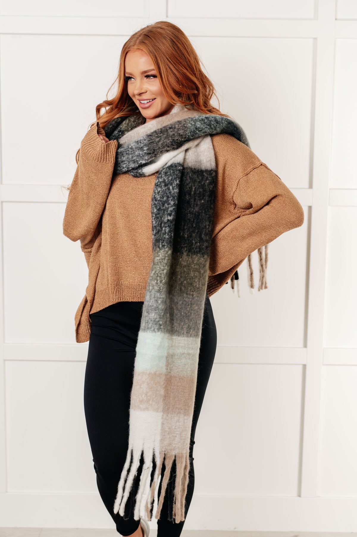 Wanderlust Wrap Oversized Plaid Fringe Scarf