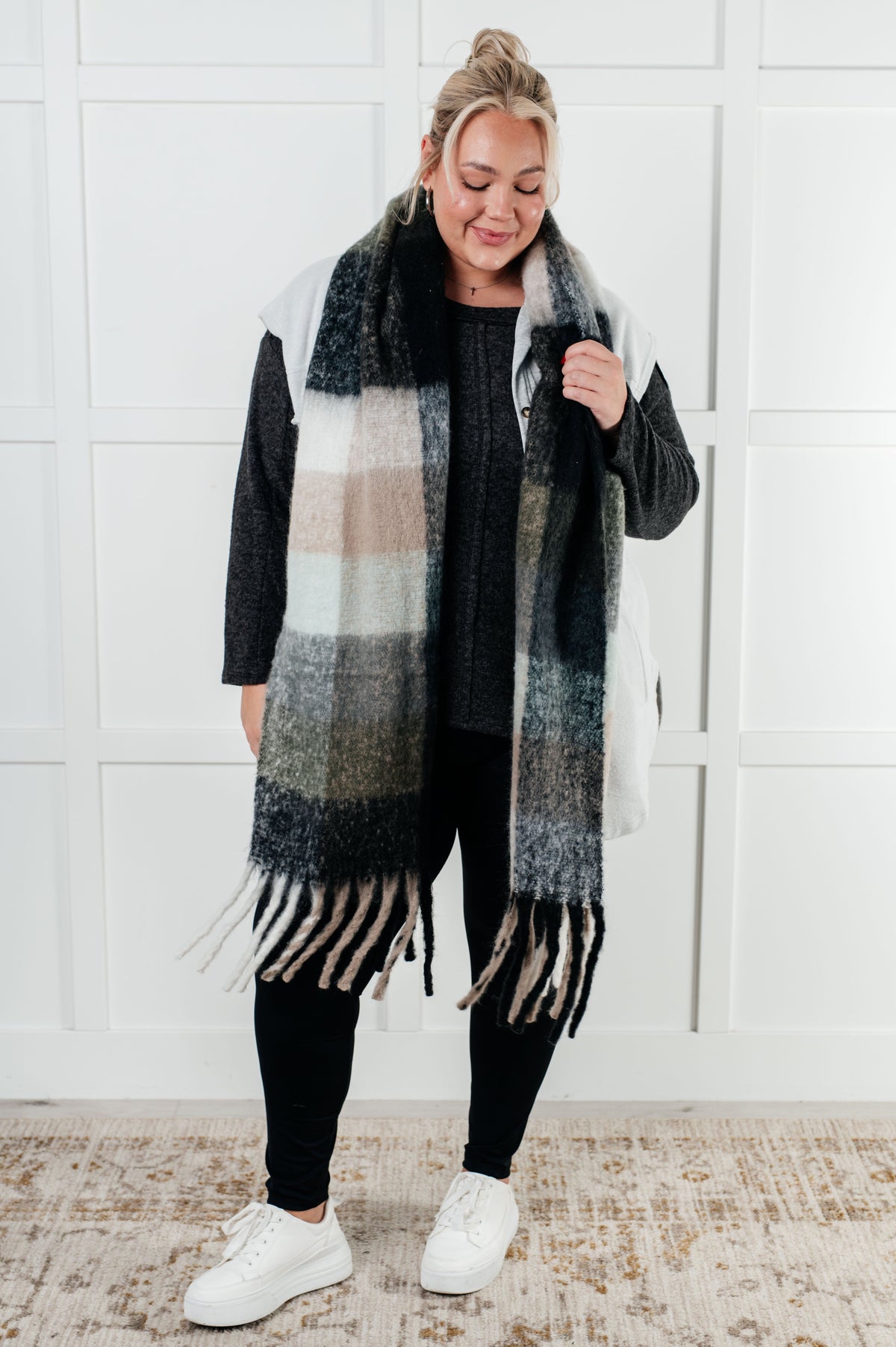 Wanderlust Wrap Oversized Plaid Fringe Scarf
